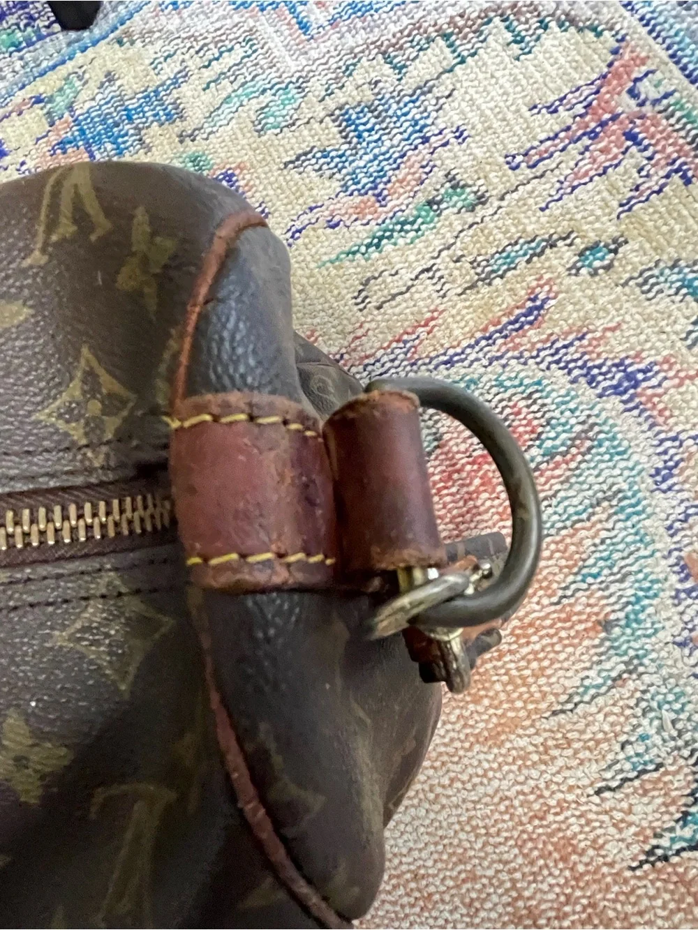 Louis Vuitton Brown Monogram Duffel with Leather Trim and Strap